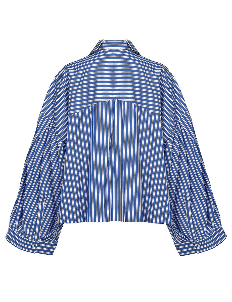 camicia pauline over strisce blu bianco - jejia - camicia manica lunga