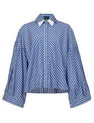 camicia pauline over strisce blu bianco - jejia - camicia manica lunga