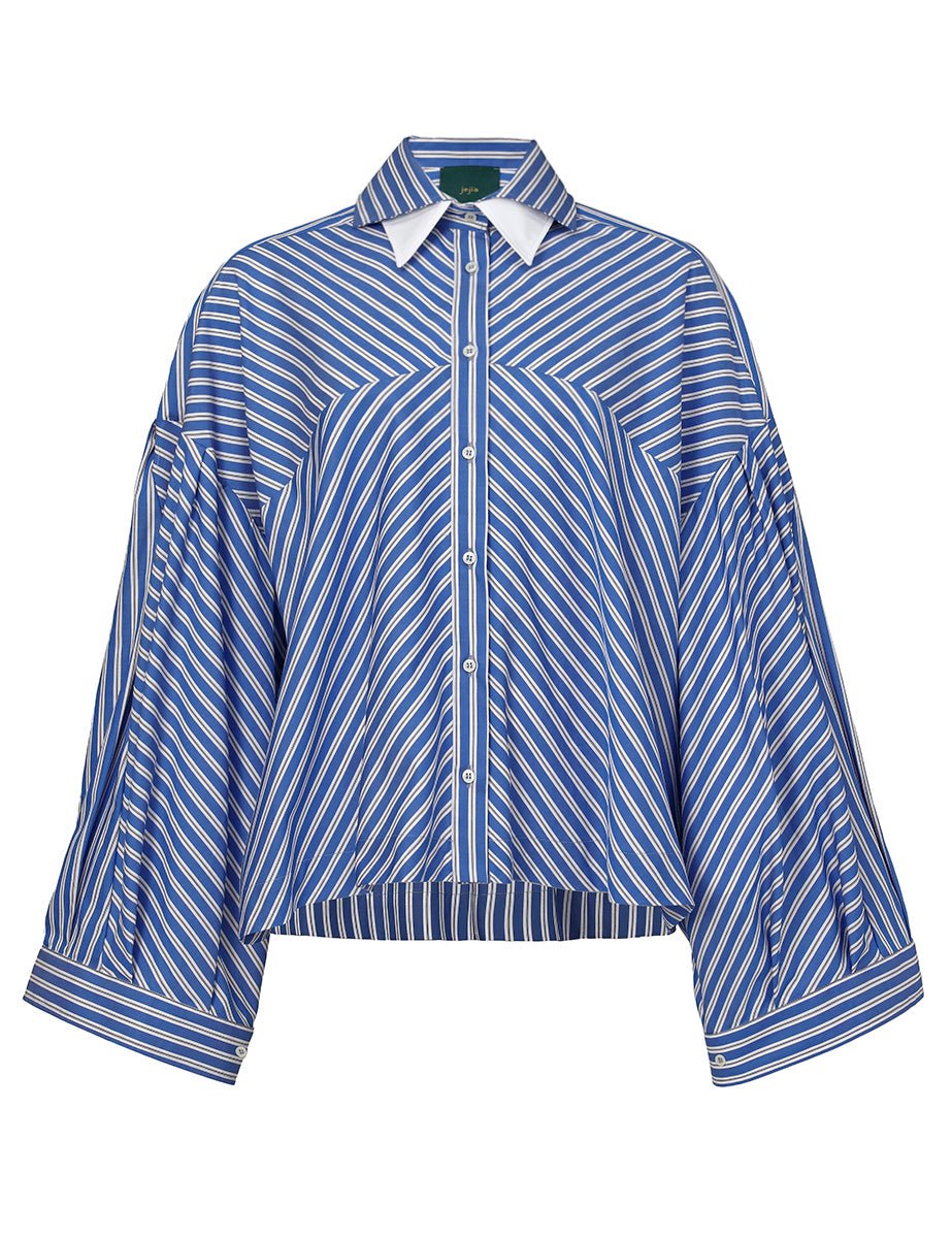 camicia pauline over strisce blu bianco - jejia - camicia manica lunga