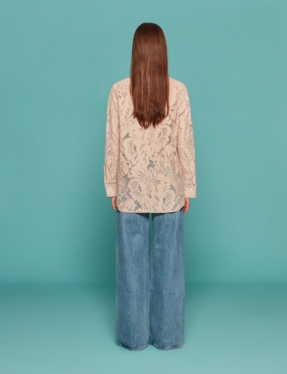 camicia pizzo strass cipria - n21 alessandro dell'acqua - camicia manica lunga