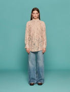 camicia pizzo strass cipria - n21 alessandro dell'acqua - camicia manica lunga