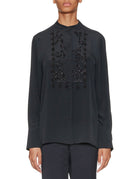 camicia plastron davanti ricamato nero - beatrice b - camicia manica lunga