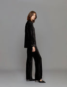 camicia plisse velvet nero - Frida SRL