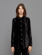camicia plisse velvet nero - Frida SRL