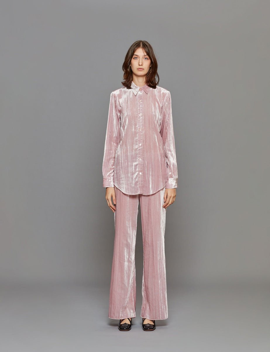 camicia plisse velvet rose - Frida SRL