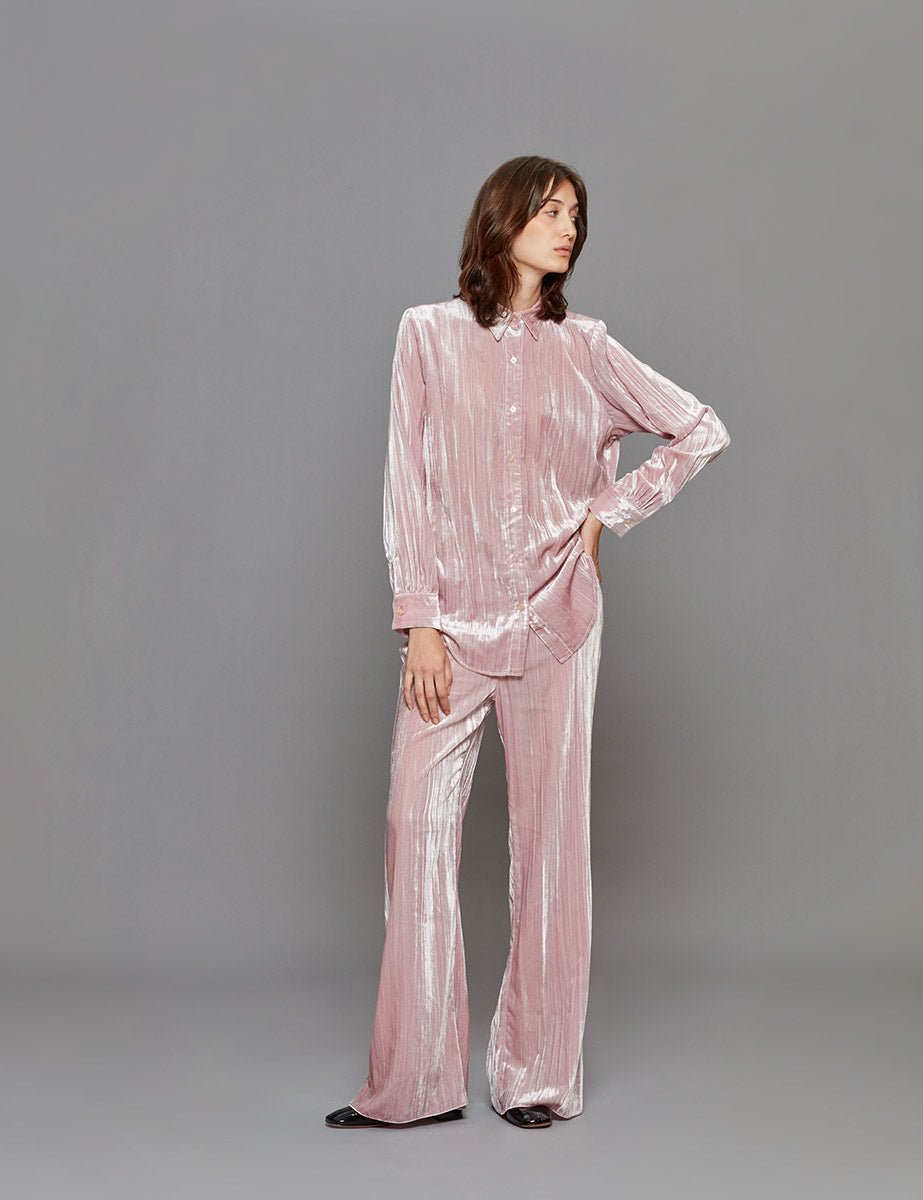 camicia plisse velvet rose - Frida SRL