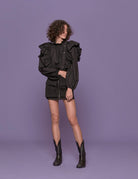 camicia popelin colletto alto nero - Frida SRL