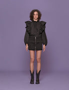camicia popelin colletto alto nero - Frida SRL
