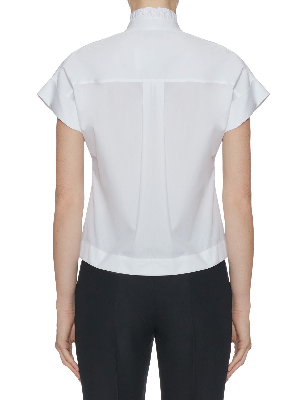 camicia rouches popeline bianco - mazzarelli - camicia manica corta
