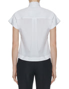 camicia rouches popeline bianco - mazzarelli - camicia manica corta