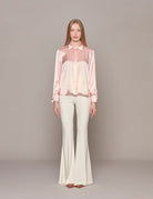 camicia seta polsino bottone oro baby pink - hebe studio - camicia manica lunga