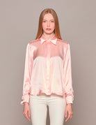 camicia seta polsino bottone oro baby pink - hebe studio - camicia manica lunga