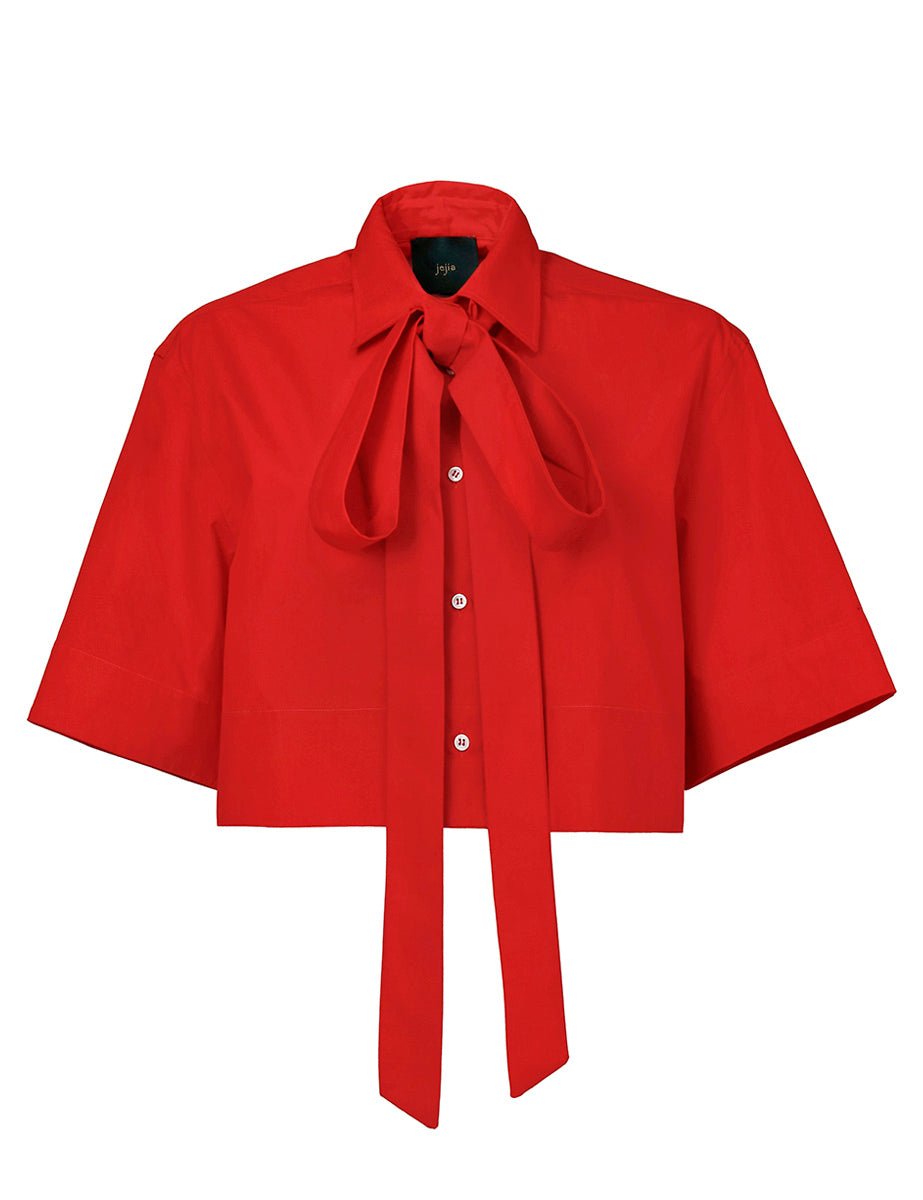 camicia zoe cropped cotone red - jejia - camicia manica lunga
