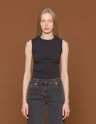 canotta costine scollo americana nero - rohe - canotta