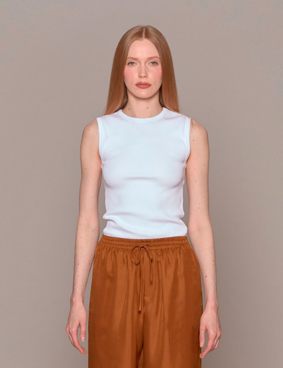 canotta costine scollo americana white - rohe - canotta