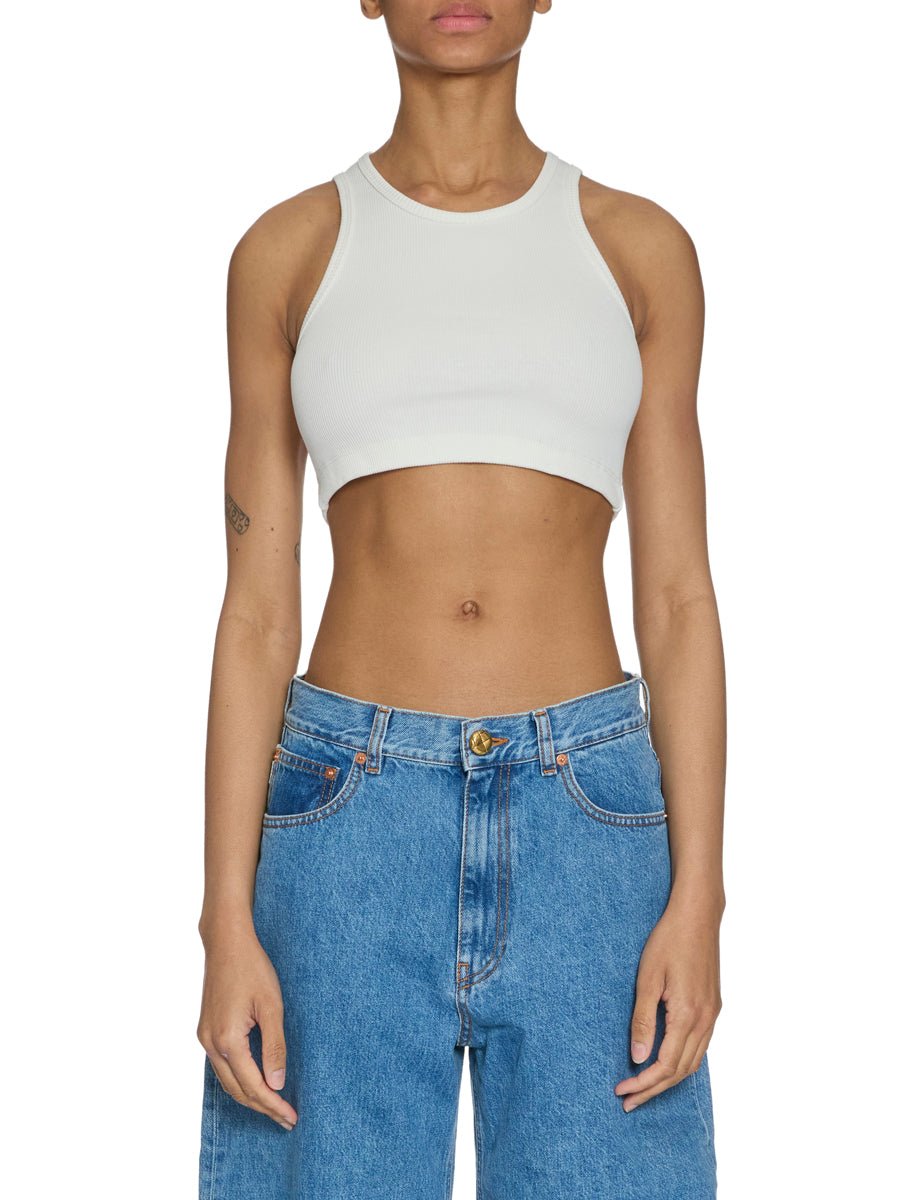 canotta cropped cotone white - nineminutes - top