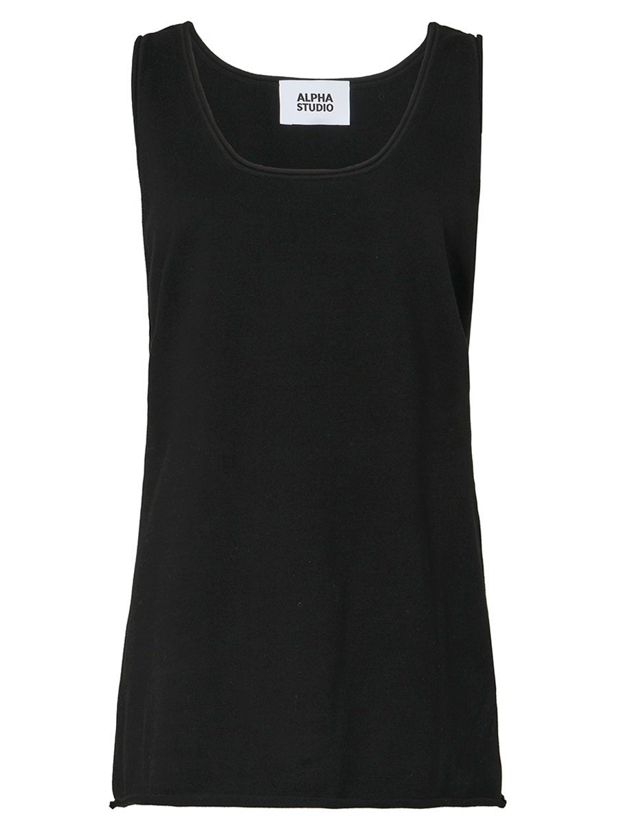 canotta maglia over cotone nero - Frida SRL