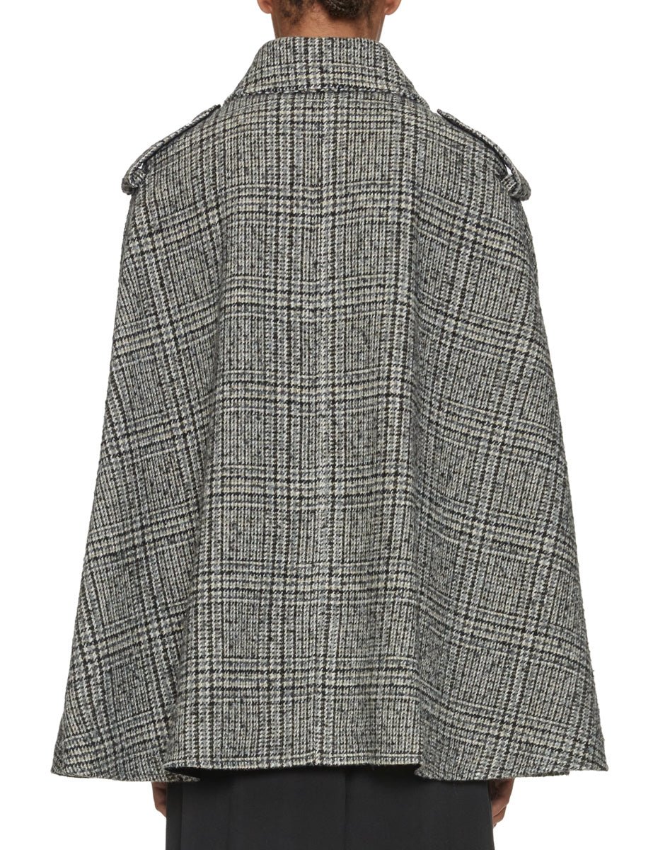 cappa panno di lana tweed bianco nero - blufrida - giacca