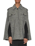 cappa panno di lana tweed bianco nero - blufrida - giacca