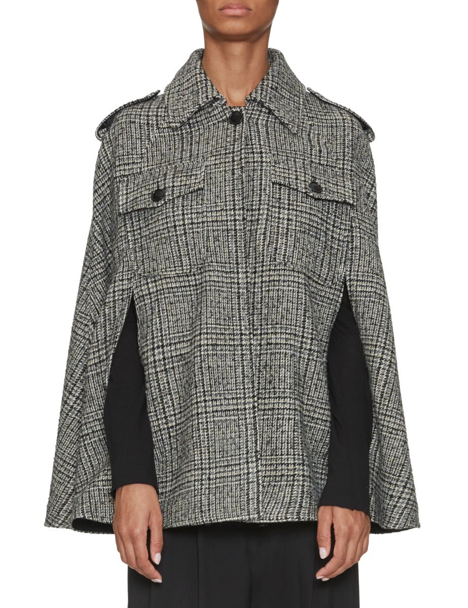 cappa panno di lana tweed bianco nero - blufrida - giacca