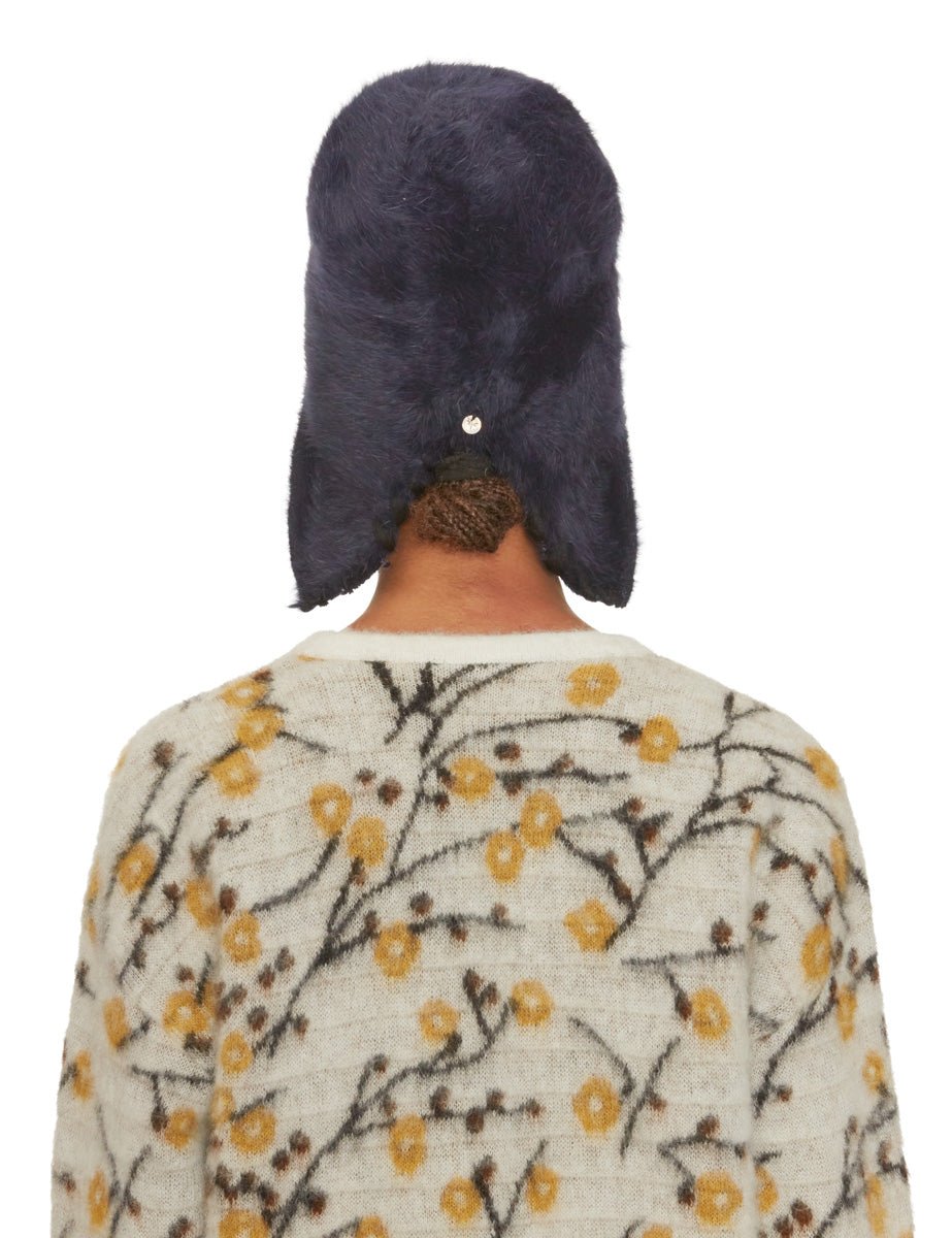cappello angora lana cuciture a mano blu notte - yesey - cappello