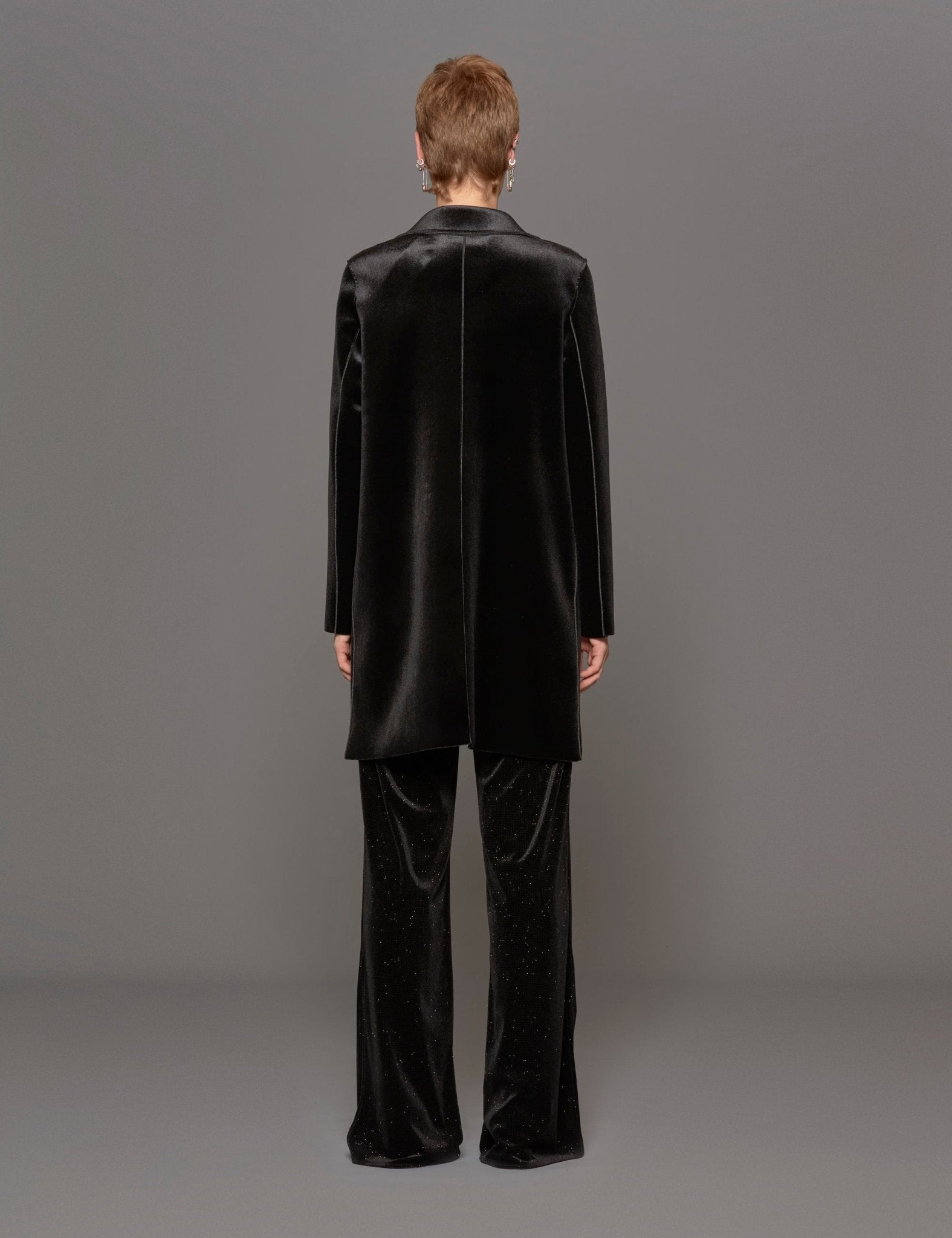 cappottino doppiato velluto liscio nero - blufrida - cappotto