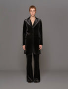 cappottino doppiato velluto liscio nero - blufrida - cappotto