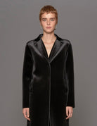 cappottino doppiato velluto liscio nero - blufrida - cappotto