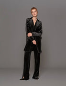 cappottino doppiato velluto liscio nero - blufrida - cappotto