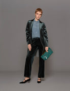 cappottino doppiato velluto liscio verde - blufrida - cappotto