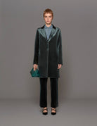 cappottino doppiato velluto liscio verde - blufrida - cappotto