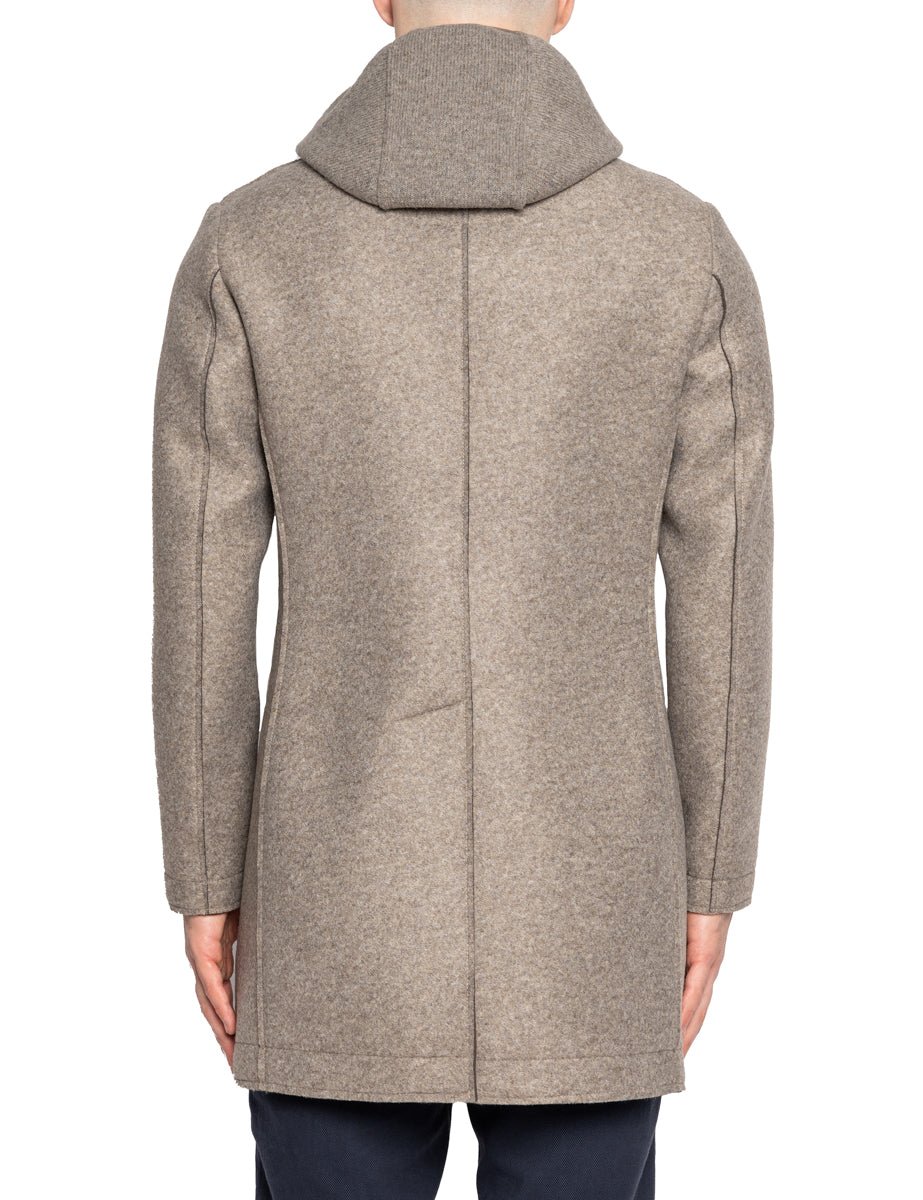cappotto cappuccio pettorina felpa beige - bob - cappotto
