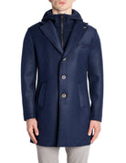 cappotto cappuccio pettorina felpa blu navy - bob - cappotto