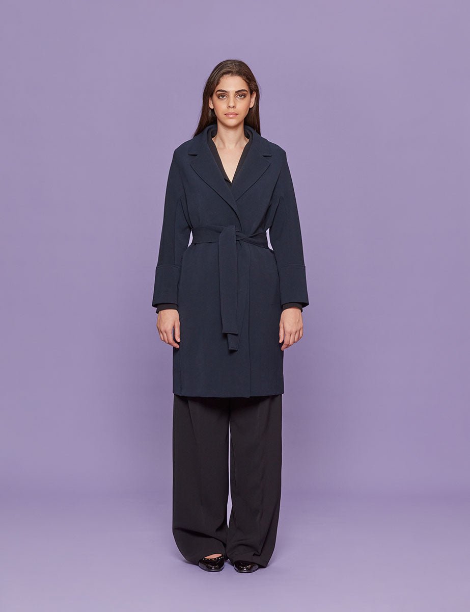 cappotto crepe blu - blufrida - cappotto