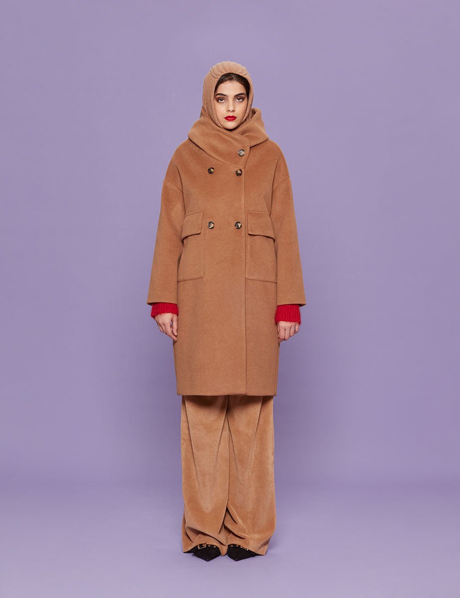 cappotto doppiopetto camel - blufrida - cappotto