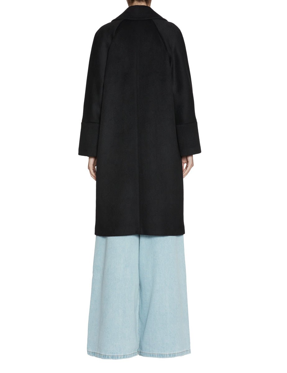 cappotto doppiopetto misto lana nero - blufrida - cappotto