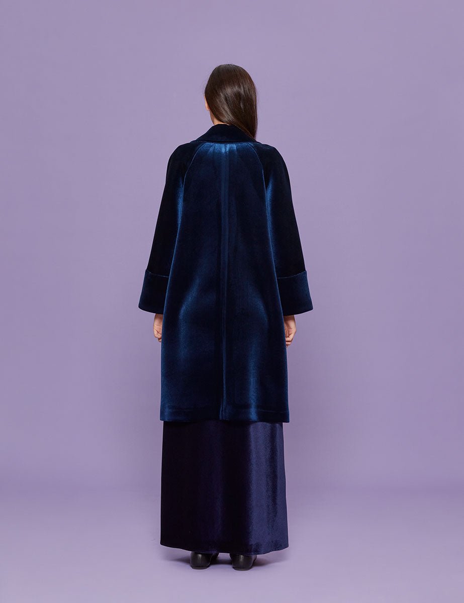cappotto doppiopetto velluto navy nero - blufrida - cappotto
