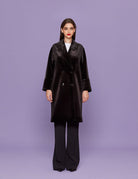 cappotto doppiopetto velluto nero navy - Frida SRL
