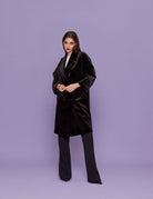 cappotto doppiopetto velluto nero navy - Frida SRL