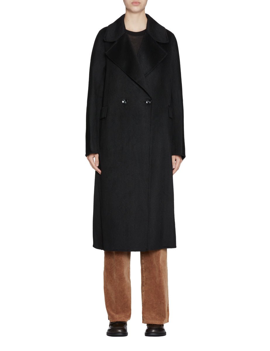 cappotto double doppiopetto nero - blufrida - cappotto