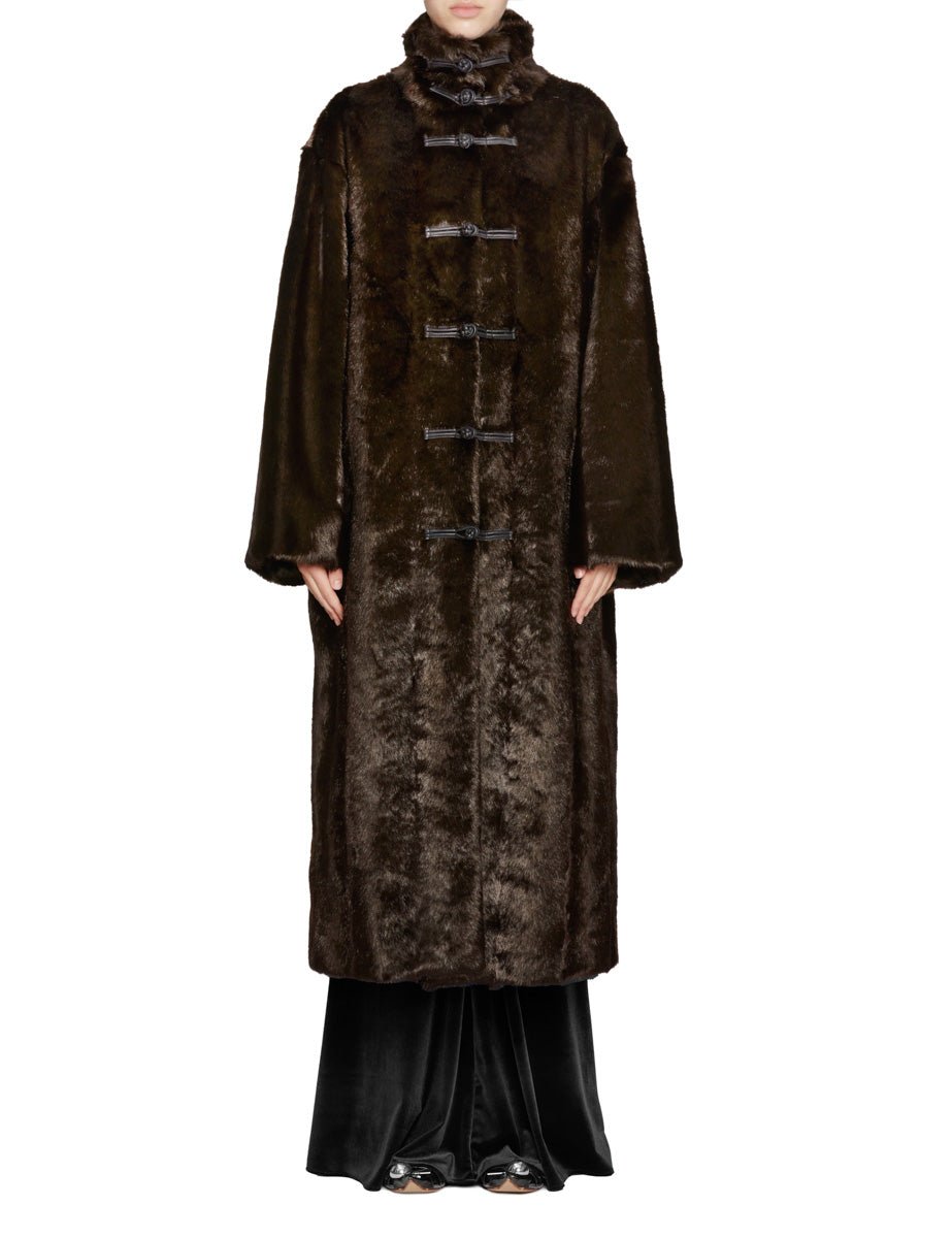 cappotto mandarin ecofur dark brown - rohe - cappotto