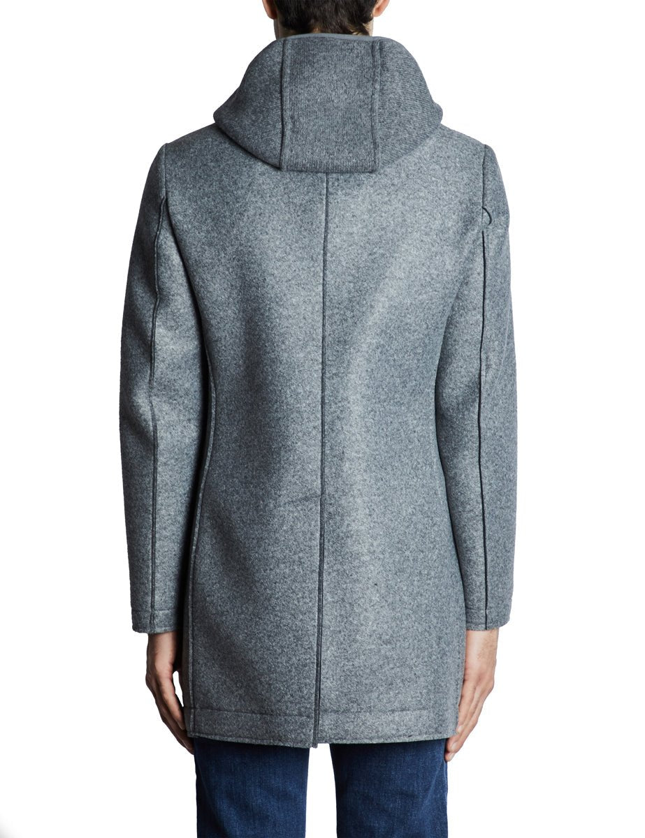 cappotto monopetto cappuccio maglia cenere - bob - cappotto