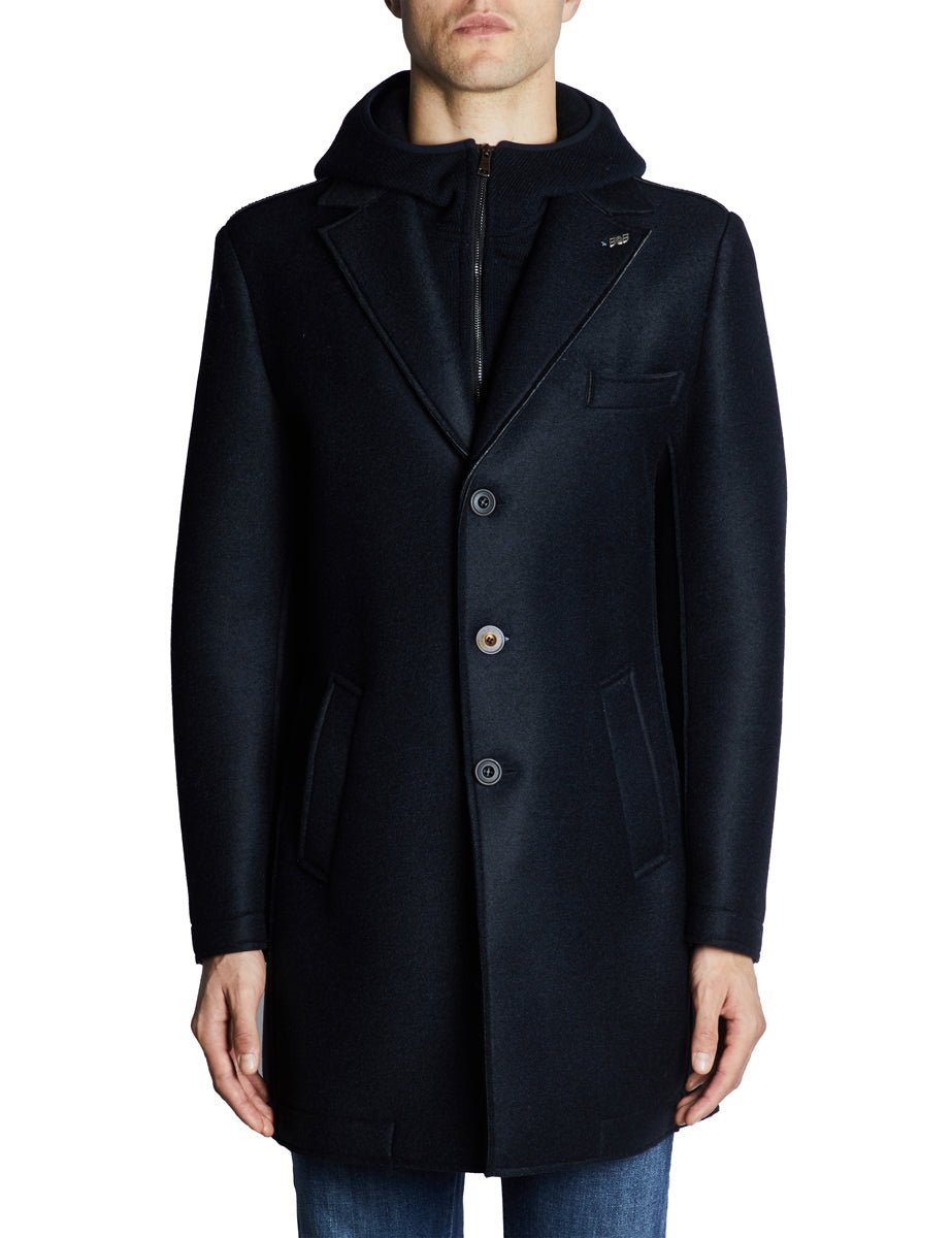 cappotto monopetto cappuccio maglia notte - bob - cappotto