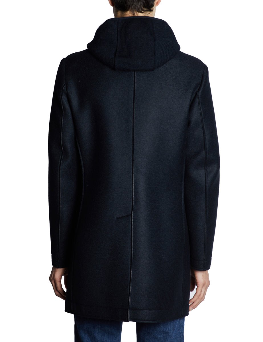 cappotto monopetto cappuccio maglia notte - bob - cappotto