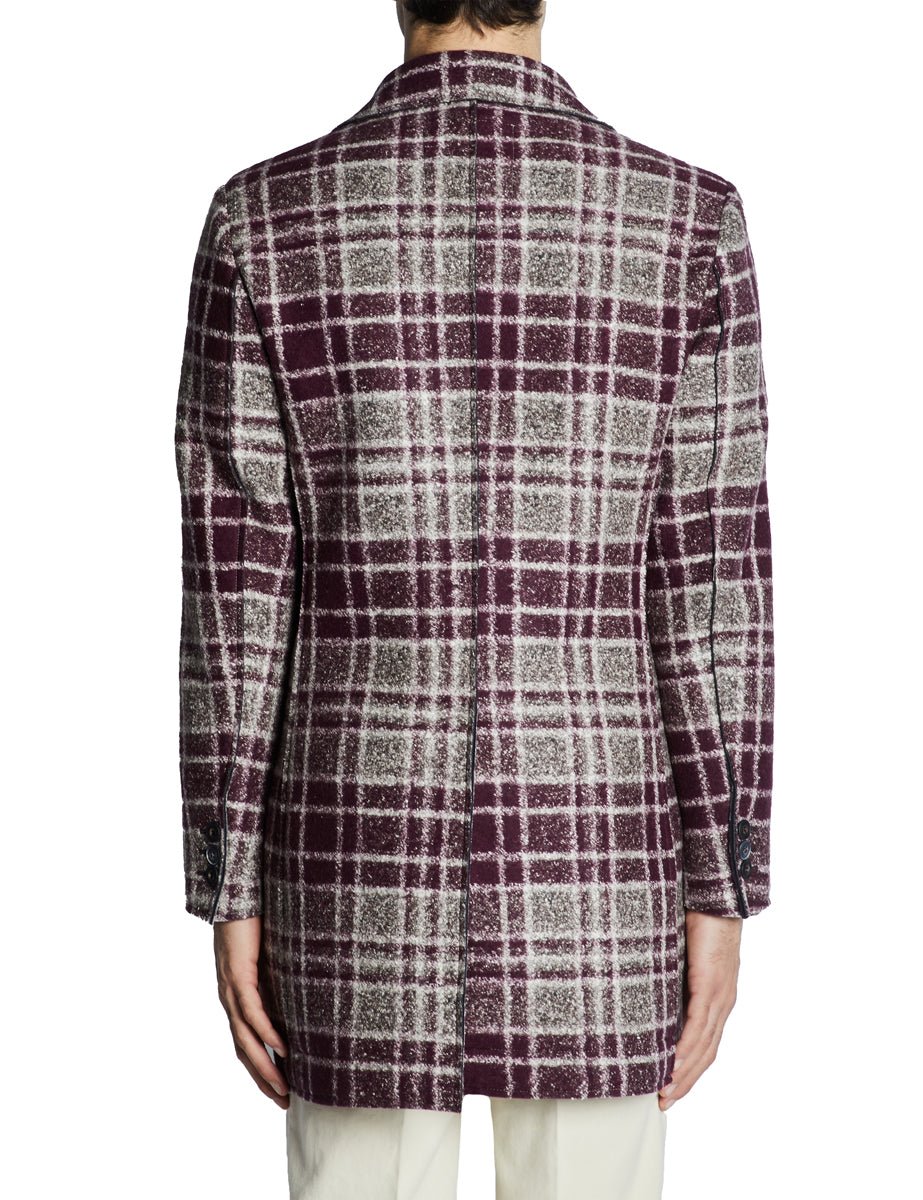 cappotto monopetto checks bordeaux beige - bob - cappotto