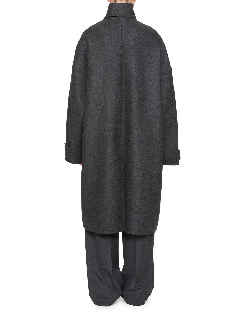 cappotto monopetto sciarpa grigio melange - plan c - cappotto