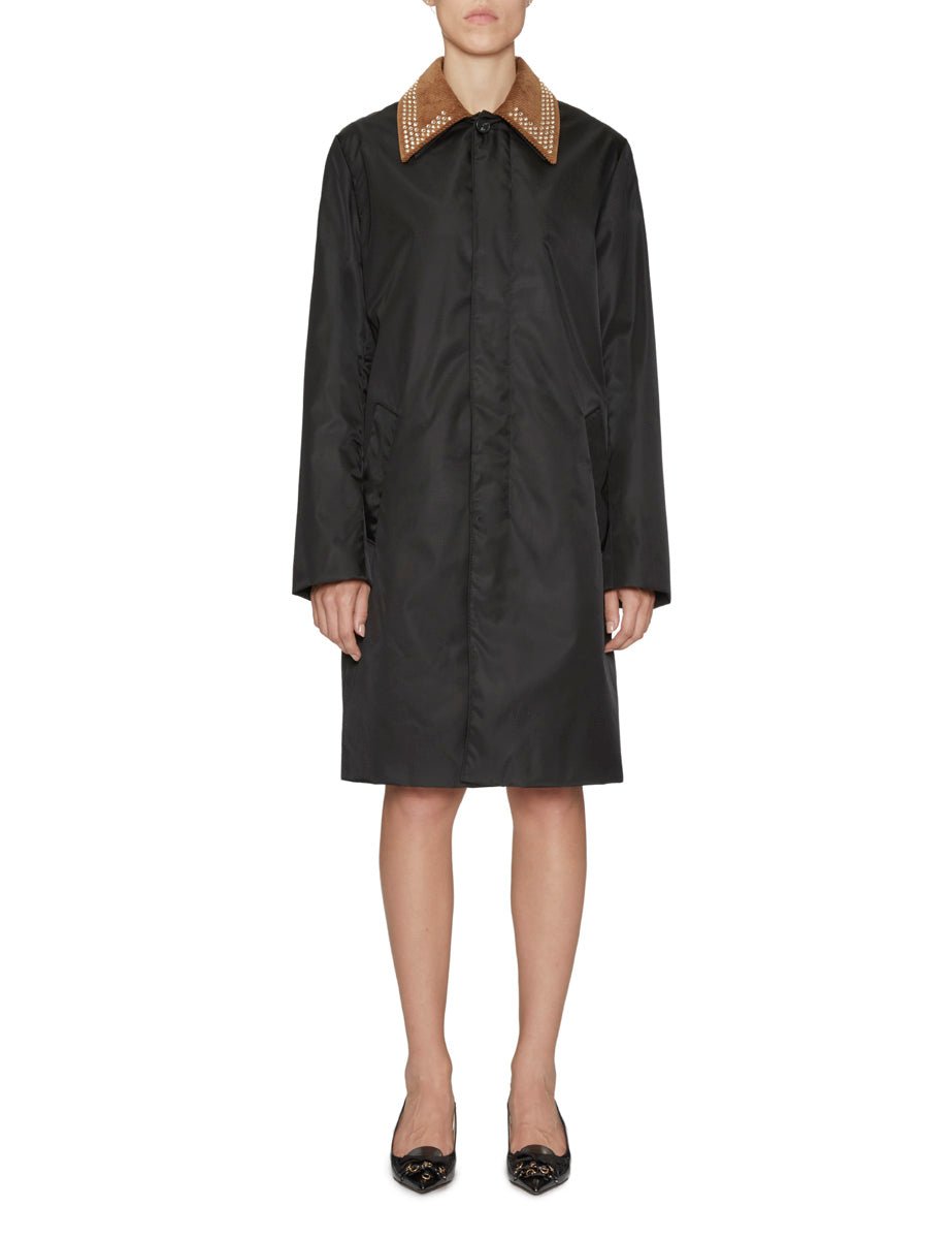 cappotto nylon collo strass nero - n21 alessandro dell'acqua - cappotto