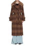 cappotto panno check maculato brown - blancha - cappotto