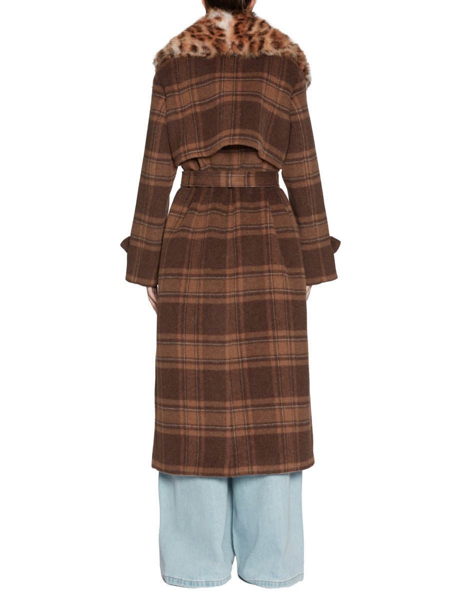 cappotto panno check maculato brown - blancha - cappotto