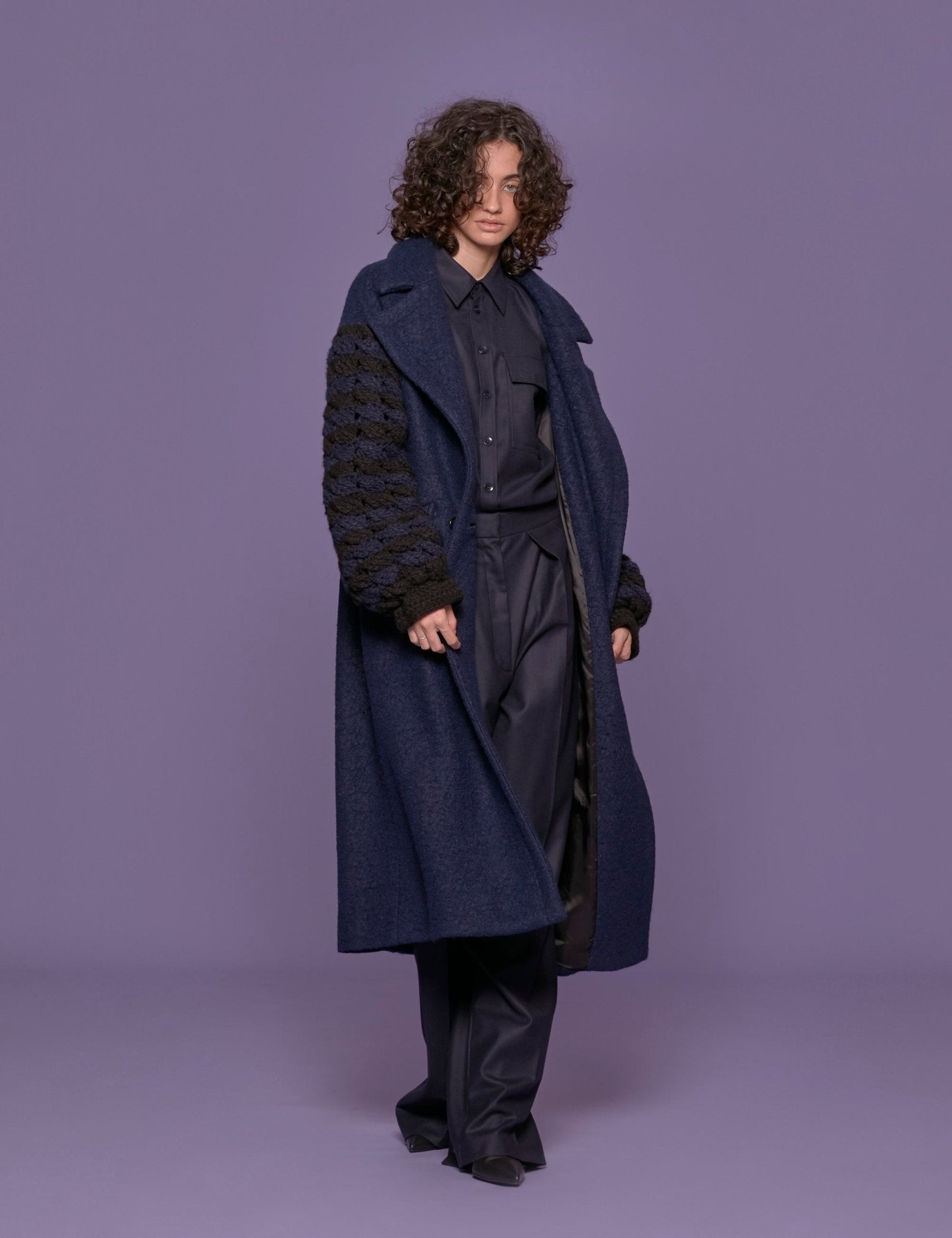 cappotto panno crochet - tu lize - cappotto